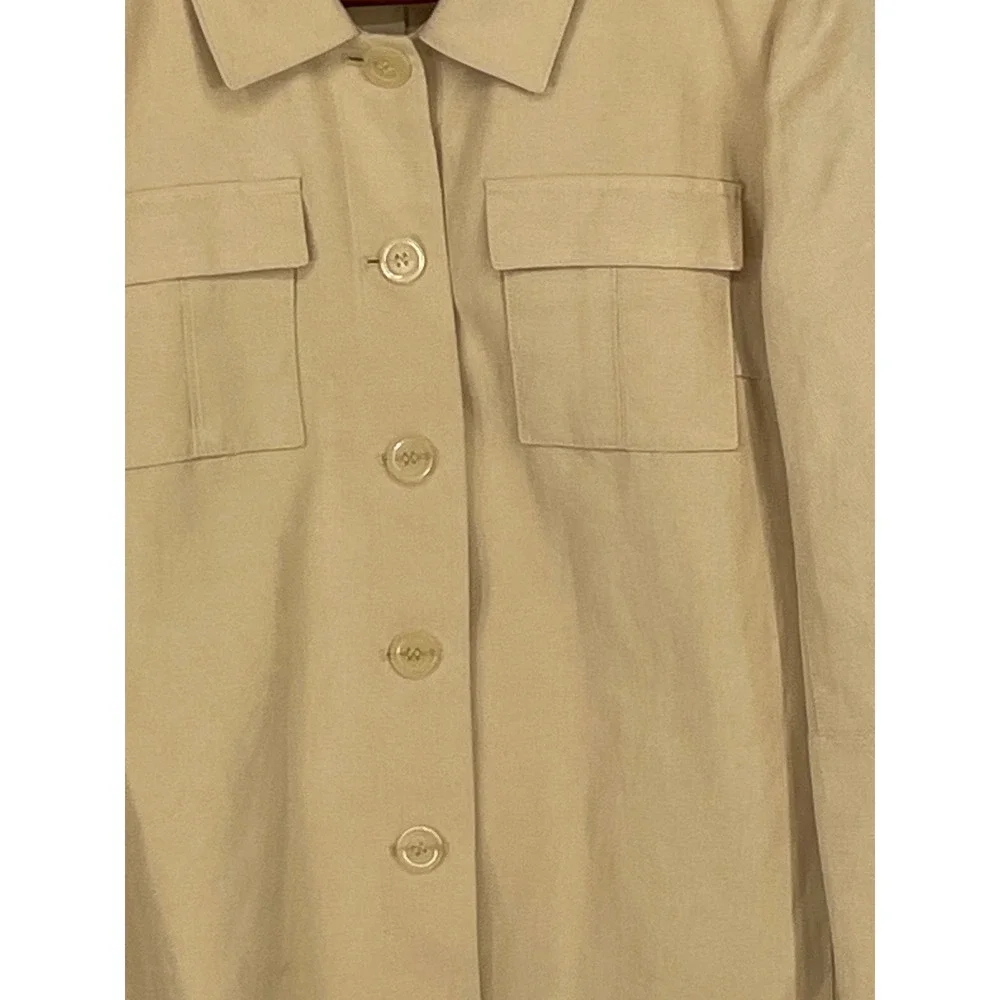 Harve Benard Womens Jacket 6 Blazer Tan Linen Blend Button Utility